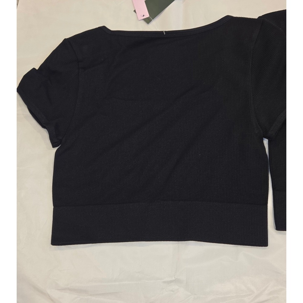 Wild Fable‎ Seamless Crop Top Women Size S Black New 3 Ribbed Square Neck Shirts - Picture 7 of 8